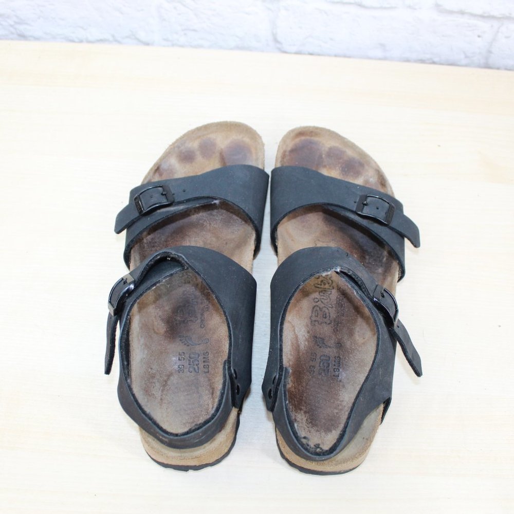 Birki´s by Birkenstock Unisex Black Leather Ankle Strap Sandals Size 39 L8 / M6 - Picture 6 of 9
